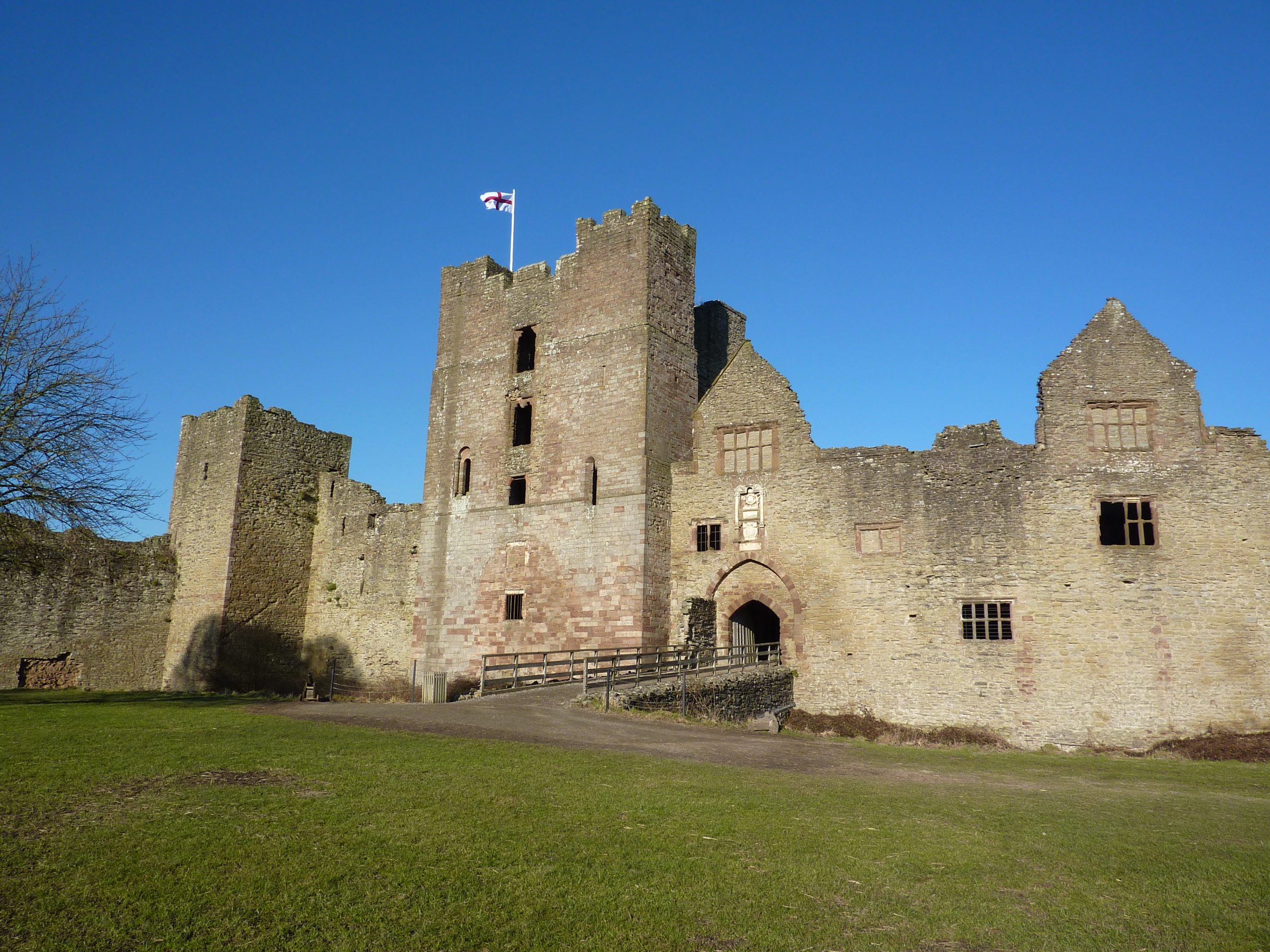 Ludlow castle on a sunny day.
