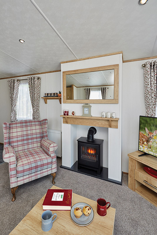 The fireside chair in a static caravan holiday home at Lodge Coppice