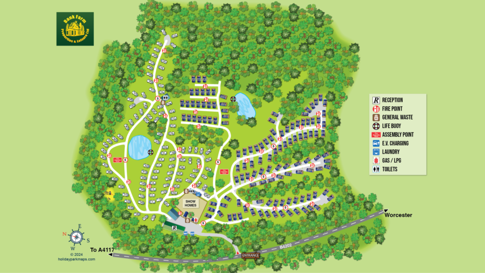 A computer generated full colour map of Lodge Coppice Static Caravan Park.