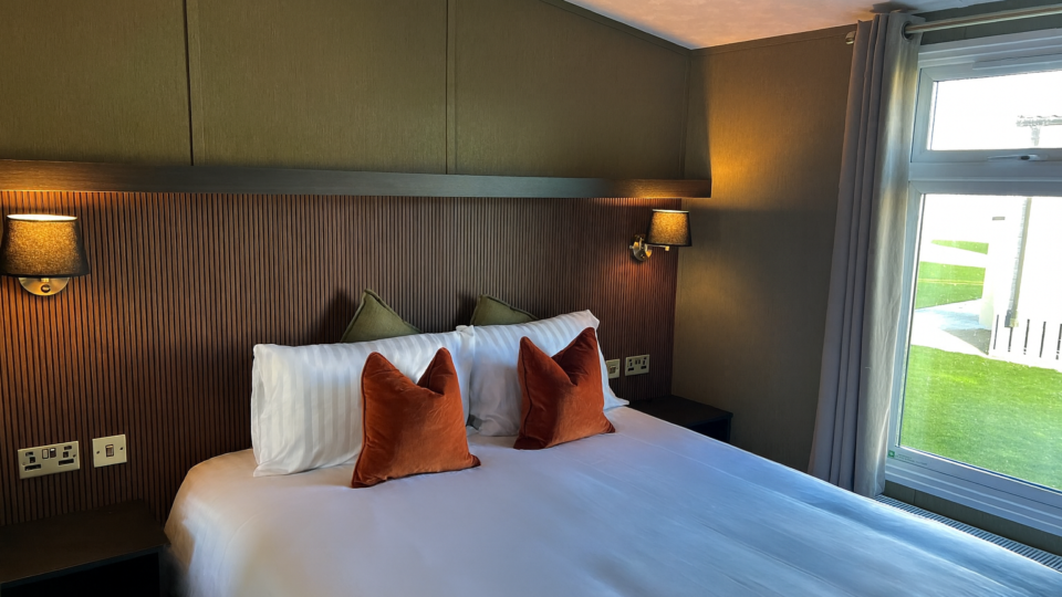 Master bedroom in luxury static caravan