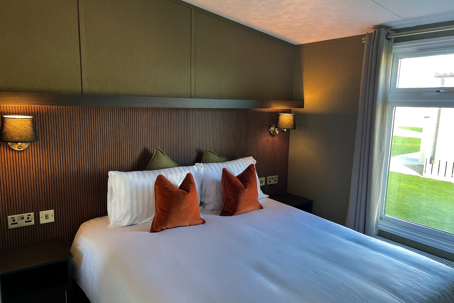 Master bedroom in luxury static caravan