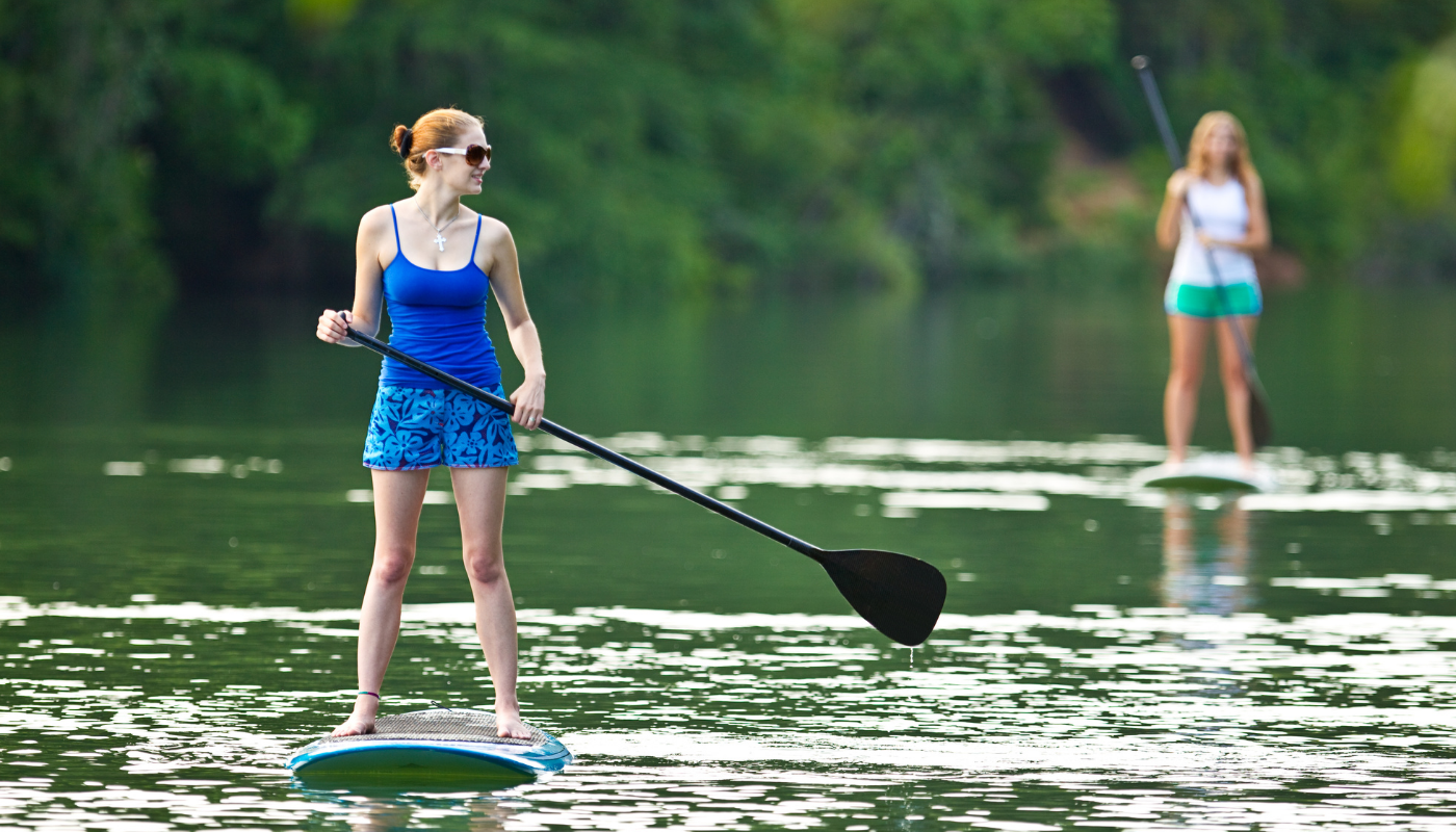 Paddle boarding lake, one of the new facilities at Lodge Coppice Holiday Park