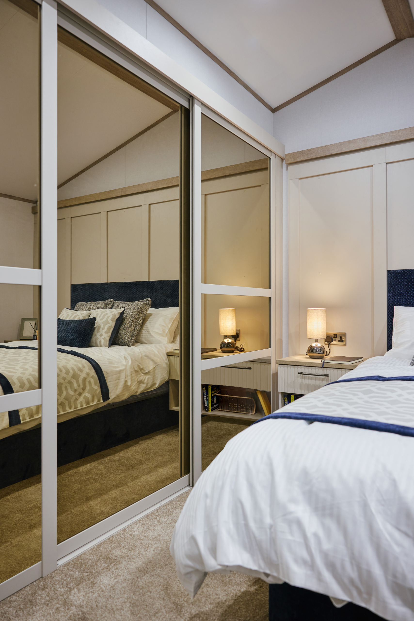 Master bedroom in the Willerby Vogue at Lodge Coppice